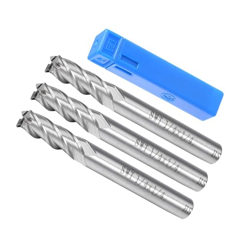 CoCud 4-Nuten Spiralfräser, 1/4" Durchmesser 20mm Länge, Hochgeschwindigkeitsstahl gerader Fräser mit Aufbewahrungsbox - (Anwendungen: für Sperrholz Hartholz Kunststoff), 3 Stück von CoCud