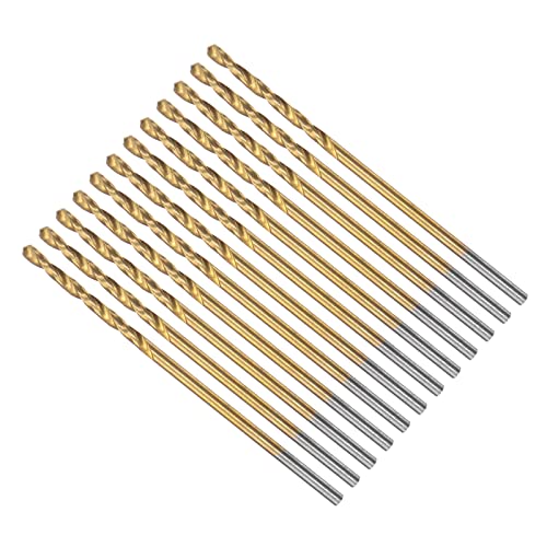 CoCud Drehbohrer 1.3mm Bohren Durchmesser Titan Beschichtet Hochleistungsstahl 6542 Gerade Runde Schaft - (Verwendung: für Edelstahl Legierung Metall) 12Stk von CoCud