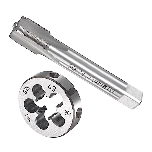 CoCud Gewindeschneiden und Matrize Set M14 x 0.75 Gewinde Schnellarbeitsstahl Maschine Schrauben Gewindebohrer und Rundmatrizen - (für Gewindeschneiden Reparieren) 1Set von CoCud