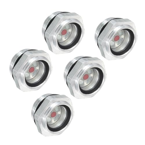 CoCud Ölschauglas für Luftkompressor | M22x1.5mm Gewinde | Aluminium Sechskant Ölstandsanzeige Fenster - (Anwendungen: für Getriebefittings), 5 Stück von CoCud