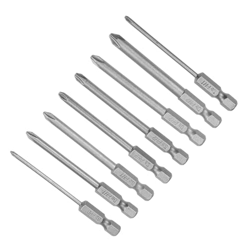 CoCud Phillips Schraubendreher Bit Set, 2.4PH0-6PH2 75mm lang 1/4" Sechskantschaft, S2 Magnetischer Kreuzschlitz Bohrer - (Anwendungen: für Schlagbohrmaschinen), 8 Stücke von CoCud