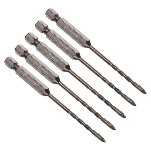 CoCud Titan-Mauerwerk-Bohrer, 3 mm Schneiddurchmesser 89 mm Länge 1/4" Sechskantschaft Karbid-Kreuzspitze Betonbohrer Gelb - (für Holz Glas Ziegel Zement), 5 Stück von CoCud