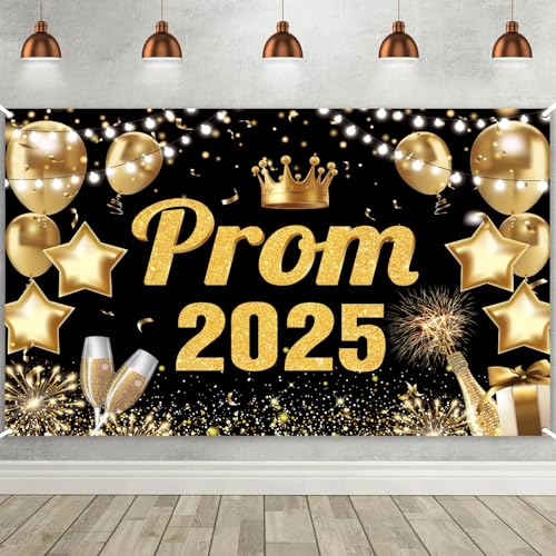 Große Abschlussdekoration, Abschlussball-Banner 2024, Klasse 2024, Schwarz und Gold, Abschlussbanner, für Partyzubehör, drinnen und draußen von CoFlink
