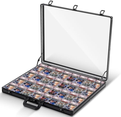 Aluminium-Messevitrine – 61 x 50,8 cm, verschließbare Tischvitrine für Sammelkarten, Sportkarten, TCG, Schmuck – leicht und tragbar für Ausstellungen, Kongresse und Sammlerstücke, Schwarz von CoJewe
