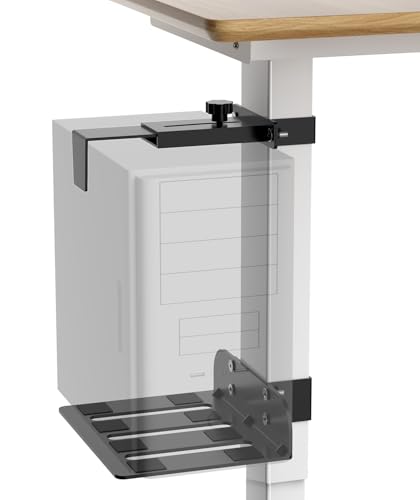 Untertisch-PC-Halterung, ohne Bohren, strapazierfähig, 18 kg Kapazität, verstellbare Höhe und Breite, Klemm-Schreibtischbein, PC-Halterung für Stehtische (passend für 75 mm × 45 mm Beine), mit von CoJewe