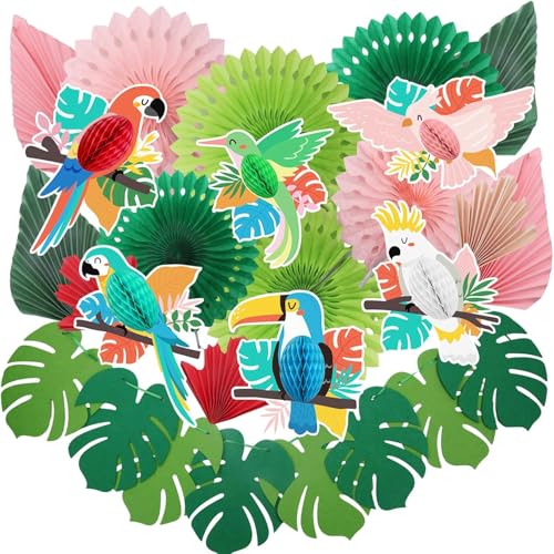 CoKeeSun 21 Stück Hawaii Deko Set, Dschungel Deko Girlande Geburtstag Papier Tropische Palmblätter Tropical Papagei für Sommerdeko, Hawaii Deko, Dschungel Deko CoKeeSun 21 Stück Hawaii Deko Set, Dschungel Deko Girlande Geburtstag Papier Tropische Palmblätter Tropical Papagei für Sommerdeko, Hawaii Deko, Dschungel Deko von CoKeeSun