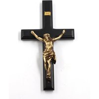 Jesus Christus Kruzifix Kreuz Wandbehang Messing Figur Holz Kreuz Christliches Dekor von CoSafak