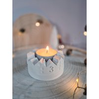 Adventskranz To Go Für Teelicht Aus Raysin Keraflott Weiß | Kleiner Als Häuserkranz Mit Lichthäusern Weihnachtsdeko Gegossen von CoStBa