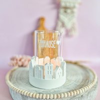 Häuserkranz Windlicht Mit Glas | Raysin Deko Geschenk Für Freundin Lichthaus Teelicht Einzugsgeschenk Hauskranz Lichterkranz von CoStBa