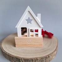 Teelichthalter Haus Lichthaus Mit Holz Weiß | Geschenk Zum Einzug Mitbringsel L Lichtobjekt Geburtstagsgeschenk Kleine Aufmerksamkeit von CoStBa
