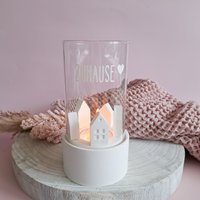 Windlicht Für Teelicht Mit Lichthäusern | Glas Als Teelichthalter Und Stabkerzenhalter Weiße Raysin Deko Geschenkidee Zum Einzug von CoStBa