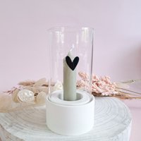 Windlicht Mit Kerze | Glas Als Teelichthalter Und Stabkerzenhalter Weiße Raysin Deko Geschenkidee Zum Einzug Mitbringsel von CoStBa