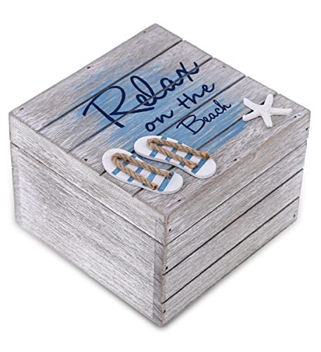 CoTa Global Aqua Sky Relax Holzkiste – großes, Heimdekoration, Strandschmuckgeschäft-Organizer – handgefertigte Farbe kann variieren von CoTa Global