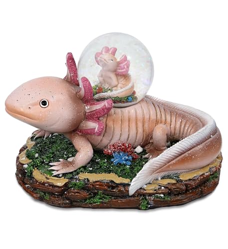 CoTa Global Axolotl Schneekugel Dekor - Schöne funkelnde Glitzer-Schneekugel mit Axolotl-Figur, Tisch-Schneekugel Dekor, Schneekugel mit Axolotl-Tierfiguren für Kinder und Erwachsene, 45 mm von CoTa Global