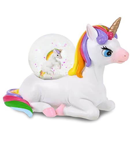COTA Globa Einhorn Schneekugel Dekor - Rosa Funkeln Regenbogen Figur, Coole Ornament Miniatur für Wohnkultur - 45mm von CoTa Global