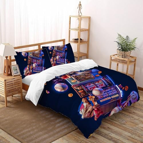 CoVeTviCT Baseball SpielEinzelbettbezug Bettwäsche Set 3D Jungen Mädchen Kinder 3 Stück Premium Mikrofaser Mit Kissenbezug Mit ReißverschlussDouble（200x200cm） von CoVeTviCT