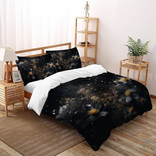 CoVeTviCT BlumenEinzelbettbezug Bettwäsche Set 3D Jungen Mädchen Kinder 3 Stück Mikrofaser Mit Kissenbezug Mit ReißverschlussDouble（200x200cm） von CoVeTviCT