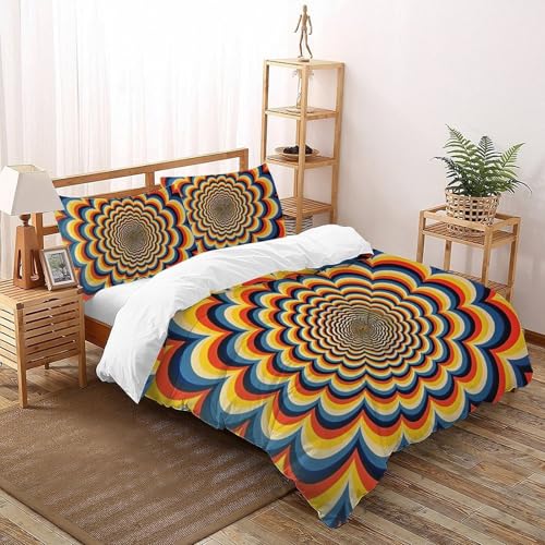 CoVeTviCT BohemianEinzelbettbezug Bettwäsche Set 3D Jungen Mädchen Kinder 3 Stück Premium Mikrofaser Mit Kissenbezug Mit ReißverschlussKing（220x240cm） von CoVeTviCT