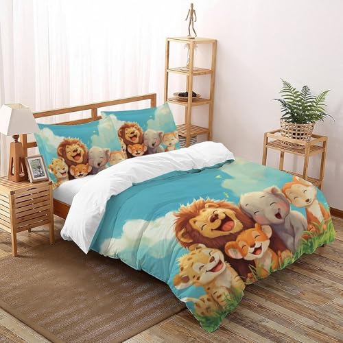 CoVeTviCT Cartoon ElephantBettbezug-Bettwäsche-Set 3D Jungen Mädchen Kinder 3 Stück Premium Mikrofaser Mit Kissenbezügen Mit ReißverschlussKing（220x240cm） von CoVeTviCT