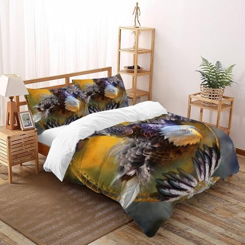 CoVeTviCT Eagle TotemSet-Bettwäsche-Sets 3D Jungen Mädchen Kinder 3 Stück Premium Mikrofaser Mit Kissenbezügen Mit ReißverschlussKing（220x240cm） von CoVeTviCT