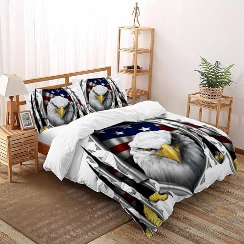 CoVeTviCT Flying EagleBettbezug-Bettwäsche-Set 3D Jungen Mädchen Kinder 3 Stück Mikrofaser Mit Kissenbezügen Mit ReißverschlussSuper King（260x220cm） von CoVeTviCT