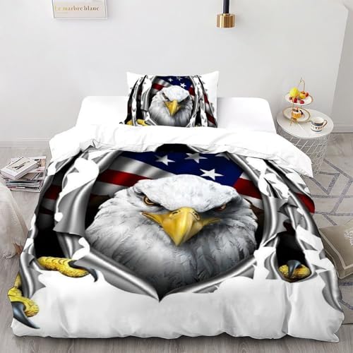 CoVeTviCT Flying EagleEinzelbettbezug-Set 3D Jungen Mädchen Kinder 2 Stück Premium Mikrofaser Mit Kissenbezügen Mit ReißverschlussSingle（135x200cm） von CoVeTviCT