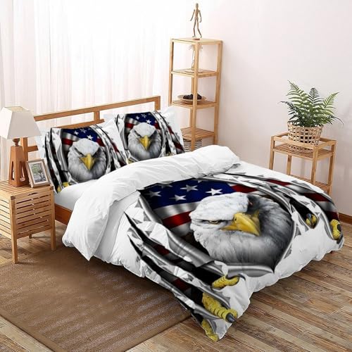 CoVeTviCT Flying EagleSet-Bettwäsche-Sets 3D Jungen Mädchen Kinder 3 Stück Premium Mikrofaser Mit Kissenbezug Mit ReißverschlussDouble（200x200cm） von CoVeTviCT
