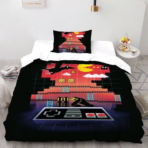 CoVeTviCT Game GridEinzelbettbezug-Set 3D Jungen Mädchen Kinder 2 Stück Premium Mikrofaser Mit Kissenbezügen Mit ReißverschlussSingle（135x200cm） von CoVeTviCT