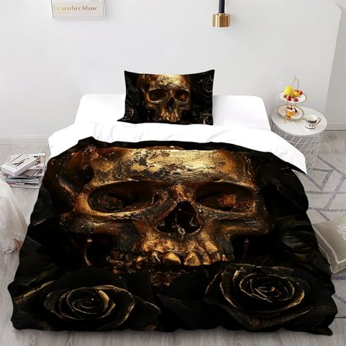 CoVeTviCT Golden RoseEinzelbettbezug-Set 3D Jungen Mädchen Kinder 2 Stück Premium Mikrofaser Mit Kissenbezug Mit ReißverschlussSingle（135x200cm） von CoVeTviCT