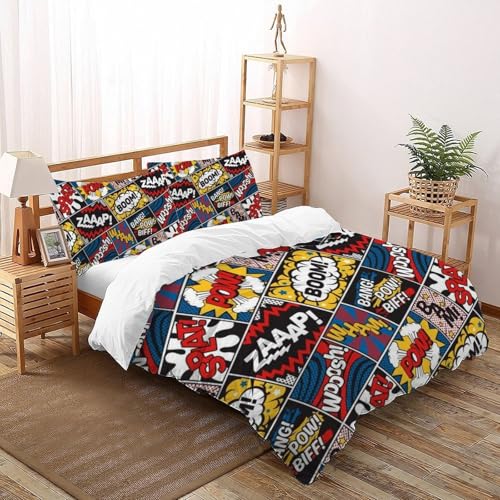 CoVeTviCT Graffiti PatternBettbezug-Bettwäsche-Set 3D Jungen Mädchen Kinder 3 Stück Premium Mikrofaser Mit Kissenbezügen Mit ReißverschlussKing（220x240cm） von CoVeTviCT