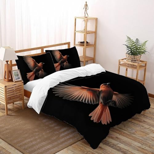 CoVeTviCT Pink Little BirdBettbezug-Bettwäsche-Set 3D Jungen Mädchen Kinder 3 Stück Premium Mikrofaser Mit Kissenbezügen Mit ReißverschlussKing（220x240cm） von CoVeTviCT