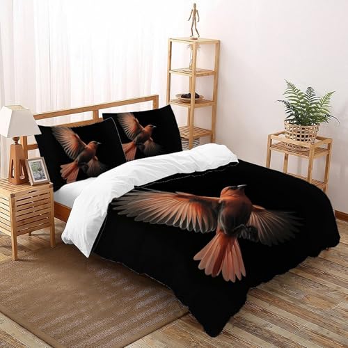 CoVeTviCT Pink Little BirdEinzelbettbezug Bettwäsche Set 3D Jungen Mädchen Kinder 3 Stück Mikrofaser Mit Kissenbezug Mit ReißverschlussSuper King（260x220cm） von CoVeTviCT