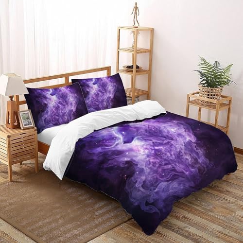 CoVeTviCT Purple FoxBettbezug-Bettwäsche-Set 3D Jungen Mädchen Kinder 3 Stück Premium Mikrofaser Mit Kissenbezug Mit ReißverschlussDouble（200x200cm） von CoVeTviCT
