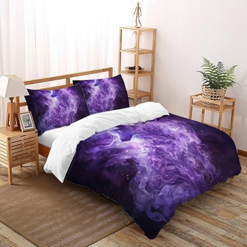CoVeTviCT Purple FoxEinzelbettbezug-Set 3D Jungen Mädchen Kinder 3 Stück Premium Mikrofaser Mit Kissenbezug Mit ReißverschlussSuper King（260x220cm） von CoVeTviCT