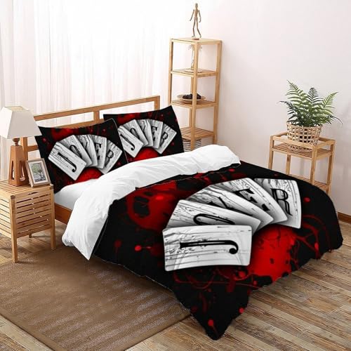 CoVeTviCT Red and BlackEinzelbettbezug-Set 3D Jungen Mädchen Kinder 3 Stück Premium Mikrofaser Mit Kissenbezügen Mit ReißverschlussKing（220x240cm） von CoVeTviCT