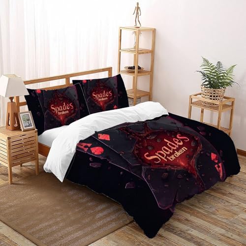 CoVeTviCT Spade AceBettbezug-Bettwäsche-Set 3D Jungen Mädchen Kinder 3 Stück Premium Mikrofaser Mit Kissenbezügen Mit ReißverschlussKing（220x240cm） von CoVeTviCT