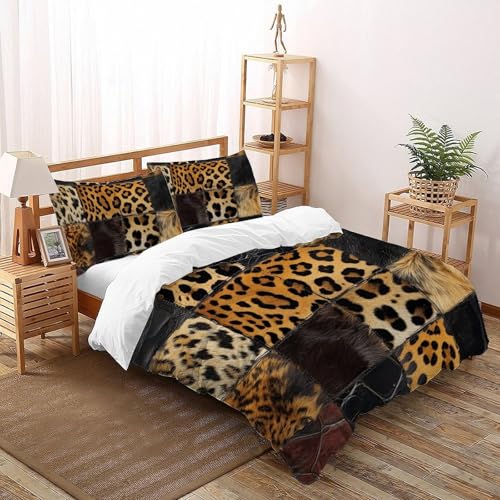 CoVeTviCT TierPatternsEinzelbettbezug Bettwäsche Set 3D Jungen Mädchen Kinder 3 Stück Premium Mikrofaser Mit Kissenbezügen Mit ReißverschlussKing（220x240cm） von CoVeTviCT