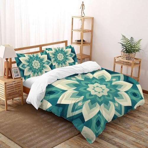 CoVeTviCT geometrischeEinzelbettbezug Bettwäsche Set 3D Jungen Mädchen Kinder 3 Stück Premium Mikrofaser Mit Kissenbezug Mit ReißverschlussKing（220x240cm） von CoVeTviCT