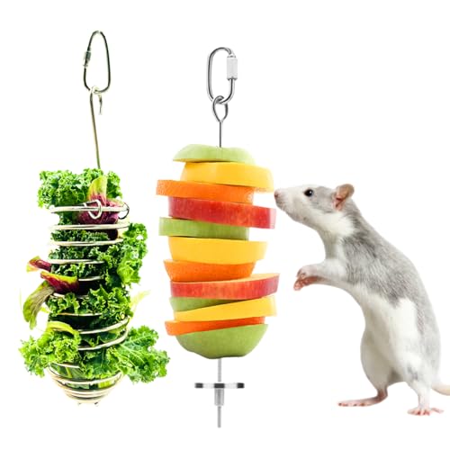 Coalinker Ratten-Anreicherungsspielzeug, 2 Stück, 304 Edelstahl, Rattenfutterspielzeug für Obst und Gemüse, ausgefallene Mäuse, Käfigzubehör, hängendes Nagerspielzeug, langsamer Futterspender Coalinker Ratten-Anreicherungsspielzeug, 2 Stück, 304 Edelstahl, Rattenfutterspielzeug für Obst und Gemüse, ausgefallene Mäuse, Käfigzubehör, hängendes Nagerspielzeug, langsamer Futterspender von Coalinker