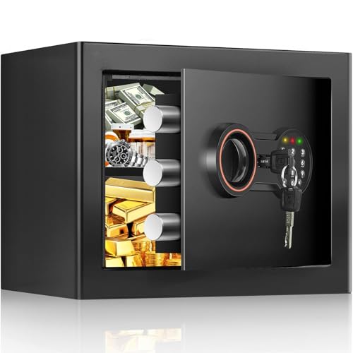 25L Safe Tresor für Zuhause, Digitaler MöBeltresor mit NotschlüSsel Batteriekasten, Klein Wandtresor mit Zahlenschloss für Bargeld Wichtiger Dokumente von Coanhctm