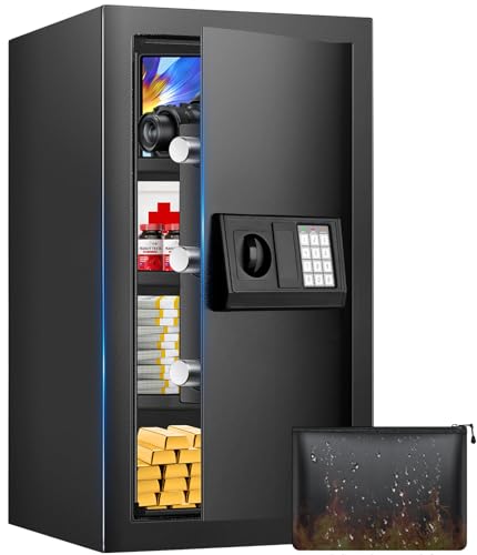 Großer Tresor für Zuhause, 72L Safe Tresor Feuerfest Wasserdicht mit Zahlenschloss, Feuerfester tresore mit Intelligente Alarme, MöBeltresor, Wandtresor Tresore für Gold Dokumente Schmuck Großer Tresor für Zuhause, 72L Safe Tresor Feuerfest Wasserdicht mit Zahlenschloss, Feuerfester tresore mit Intelligente Alarme, MöBeltresor, Wandtresor Tresore für Gold Dokumente Schmuck von Coanhctm