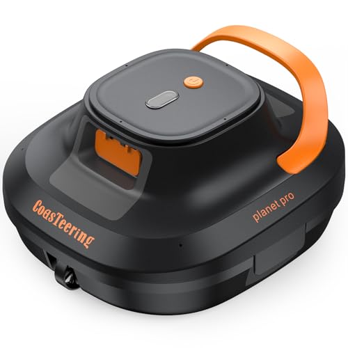 Coasteering Poolroboter Akku, Kabelloser Poolsauger Akku, 120 Minuten Reinigungszeit, 2 Bürstenlose Motoren, Selbstparker, One-Touch-Start, Poolreiniger für Oberirdische Pools bis 120 m² von CoasTeering