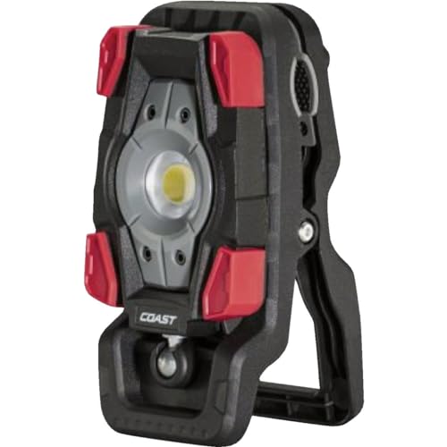 Coast CL20R 1750 Lumen wiederaufladbare Dual Power Rotating LED Magnetische Klemmleuchte mit Weitwinkel-Flutlicht, Schwarz/Rot von Coast