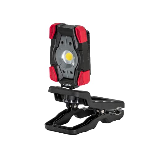 Coast CL20R 1750 Lumen wiederaufladbare Dual Power Rotating LED Magnetische Klemmleuchte mit Weitwinkel-Flutlicht, Schwarz/Rot von Coast