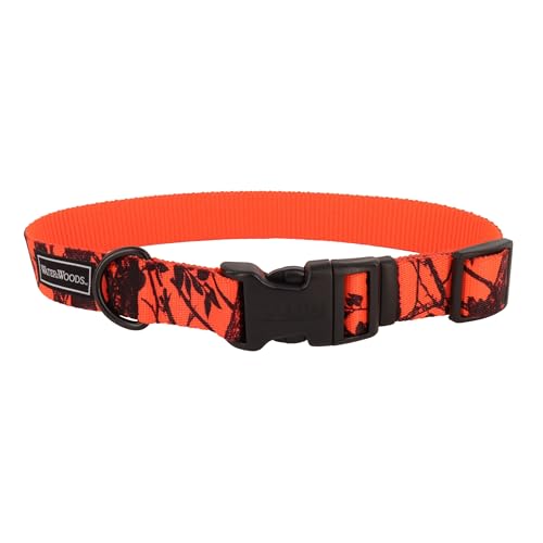Water & Woods Blaze verstellbares gemustertes Hundehalsband, orangefarbener Baum, Größe L – 2,5 x 45,7 - 66 cm von Coastal