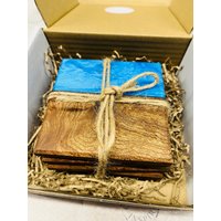 Burr Ulme Und Ozeanblaues Untersetzer Set Burr Ulme Und Ozeanblaues Untersetzer Set von CoastalInspiredShop