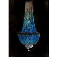 Empire-Stil Seeglas-Kronleuchter Massiv Küsten Statement Kunststück 9 Licht von CoastalRadianceLites