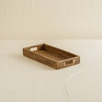 Tablett Mini Dunkelbraun/Für Badezimmerutensilien Schlüsselbrett Mit Geflochtenem Rattan L30cm B15cm H5cm Geschenk Sie Und Ihn von CoastalVilla