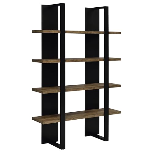 Danbrook 882036 Untersetzer Home Furnishings – MDF und laminiert – Bücherregal mit 4 Ablagen und zweifarbiger Oberfläche und modernem Stil – Home Office – 180 cm – Schwarz und gealtertes Walnuss von Coaster Fine Furniture