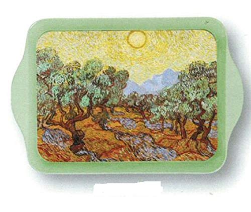 FRANZOSISCH VINTAGE TAFELLAND TABLETT METALL 14x21cm Malerei Vincent van Gogh Oliven von Coaster